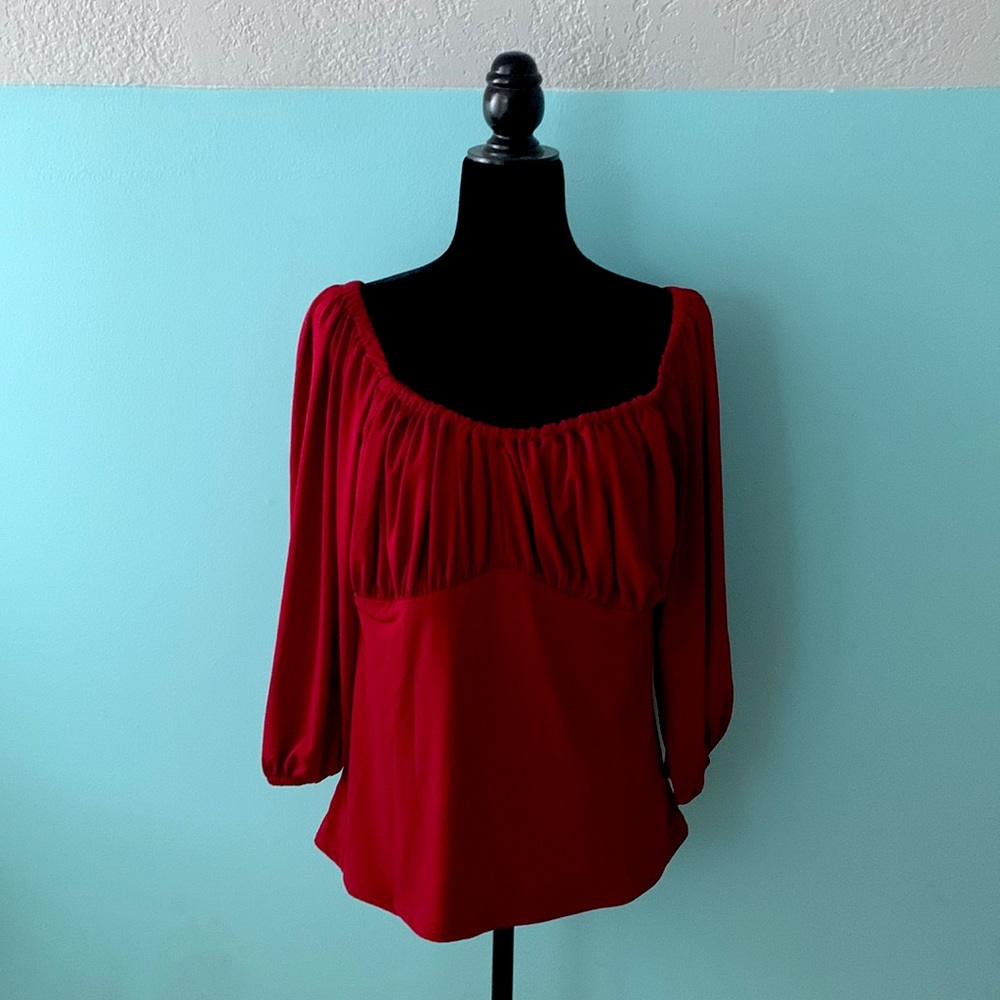 NWT Retro 1960s Red Peasant Top